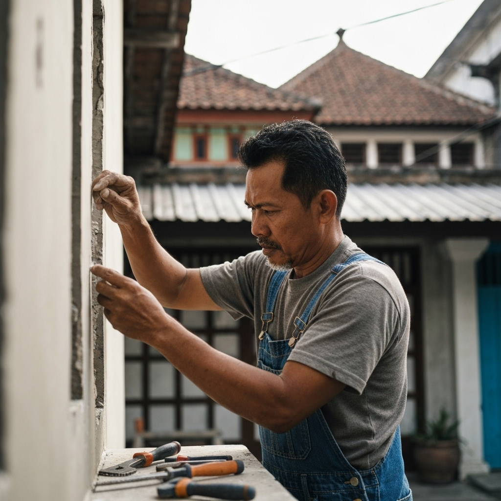 Tukang profesional sedang bekerja